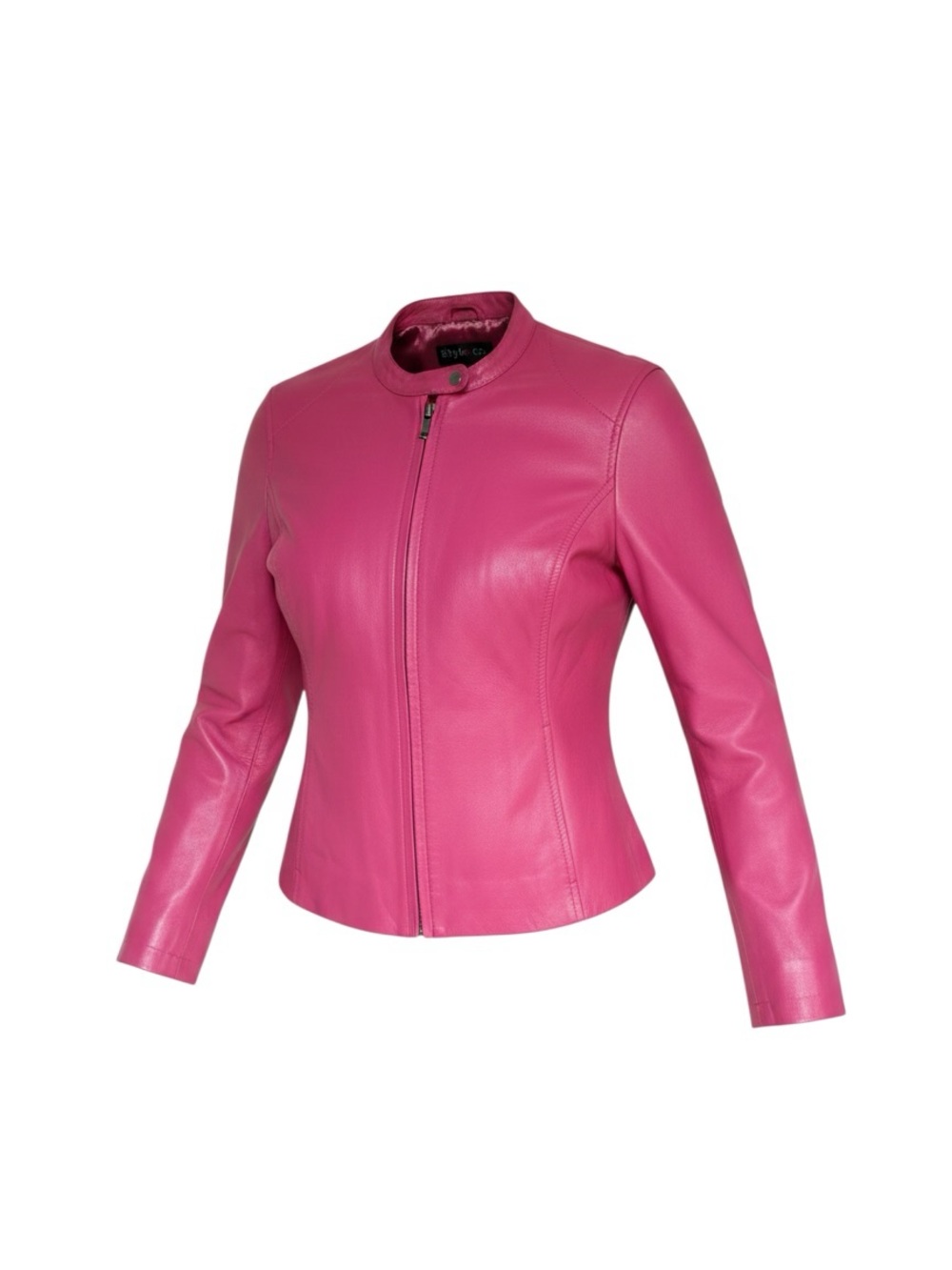Style & Co. Pink Zip-Front Leather Jacket
